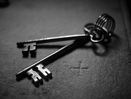 Old big church keys on a stone with a cross - JBLArts photography