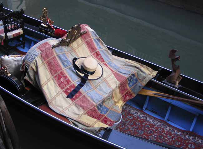 Gondola at rest: patchwork cover - Gondolas in Venice, JBLArts photography