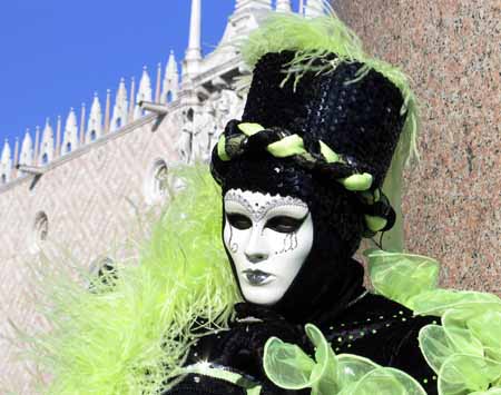 Black dress with pistachio's feathers - Masks at the Venice Carnival, JBLArts photography
