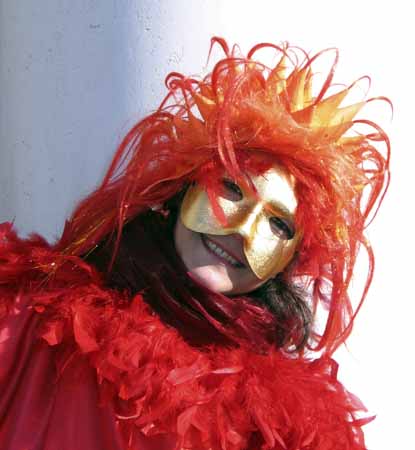 A mask with long carrot hair - Masks at the Venice Carnival, JBLArts photography