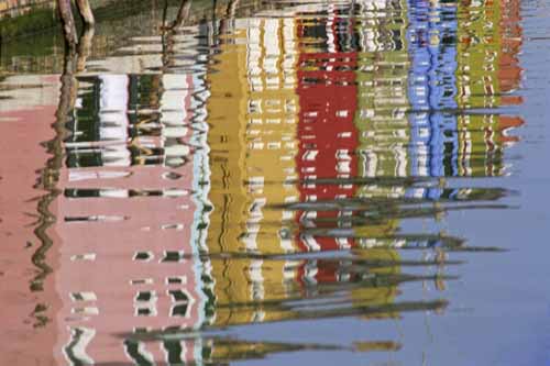 Reflection on a Burano's canal crammed of coloured buildings - Burano in Venice, JBLArts photography